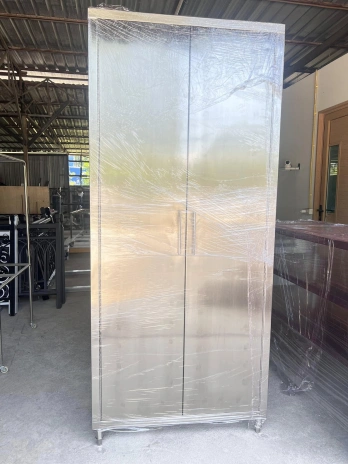 ตู้ชั้นสแตนเลส ตู้ปิดเปิดคู่และชั้นวาง 